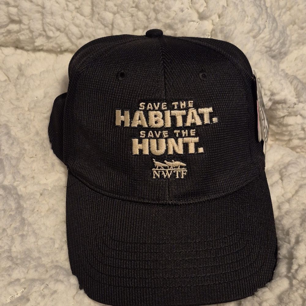 NWTF Save the Habitat Save the Hunt Turkey Black Stretchfit Hat - New